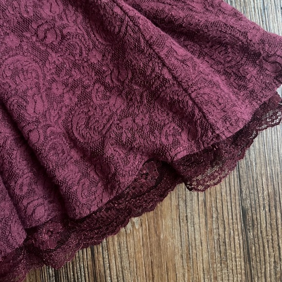 Free People Cream Lace Embroidered Burgundy Long Sleeve Dress - RARE - Picture 5 of 5